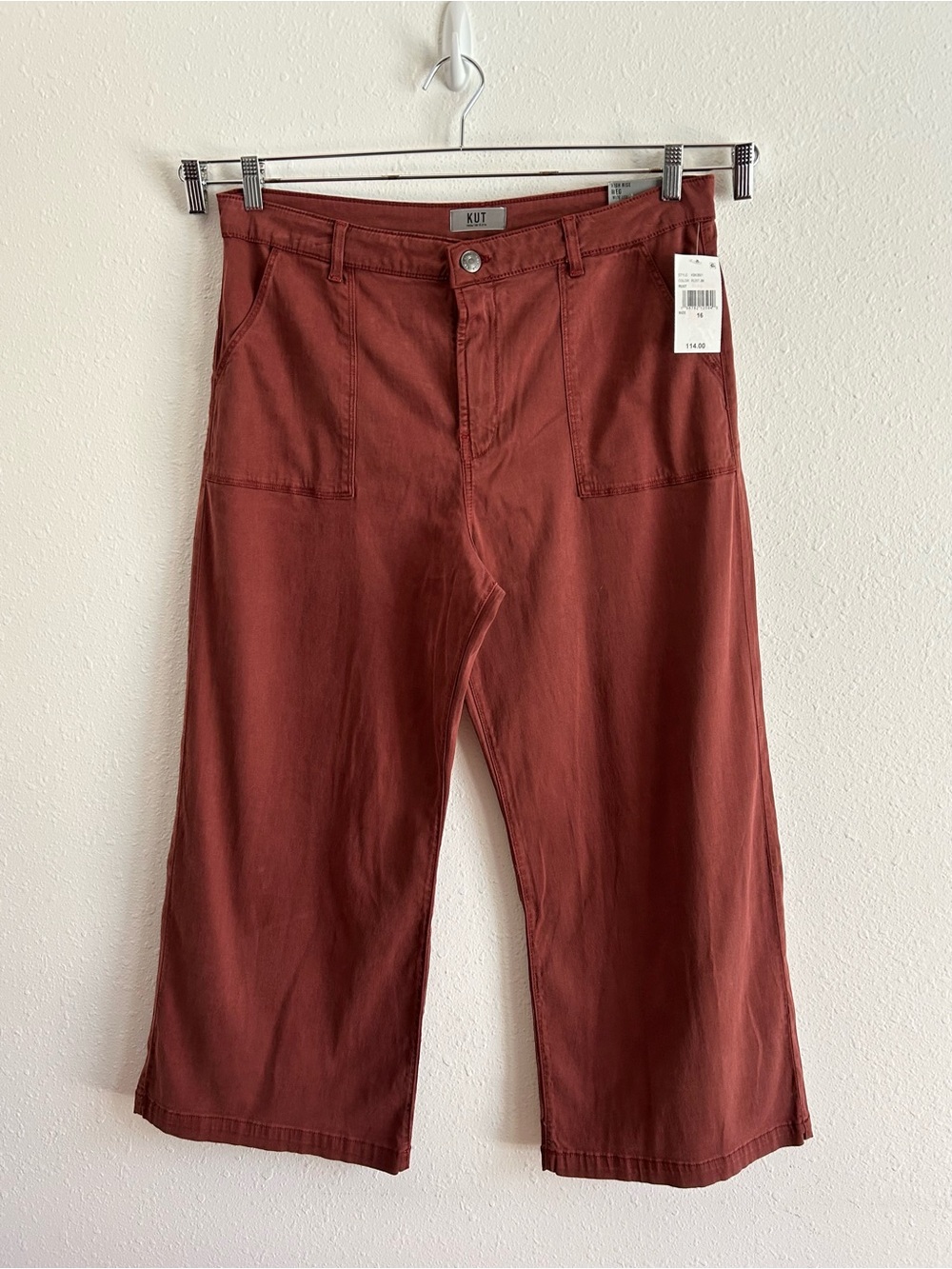 KUT From The Kloth Meg Wide Leg Pants Size 16 Rust Brown High Rise